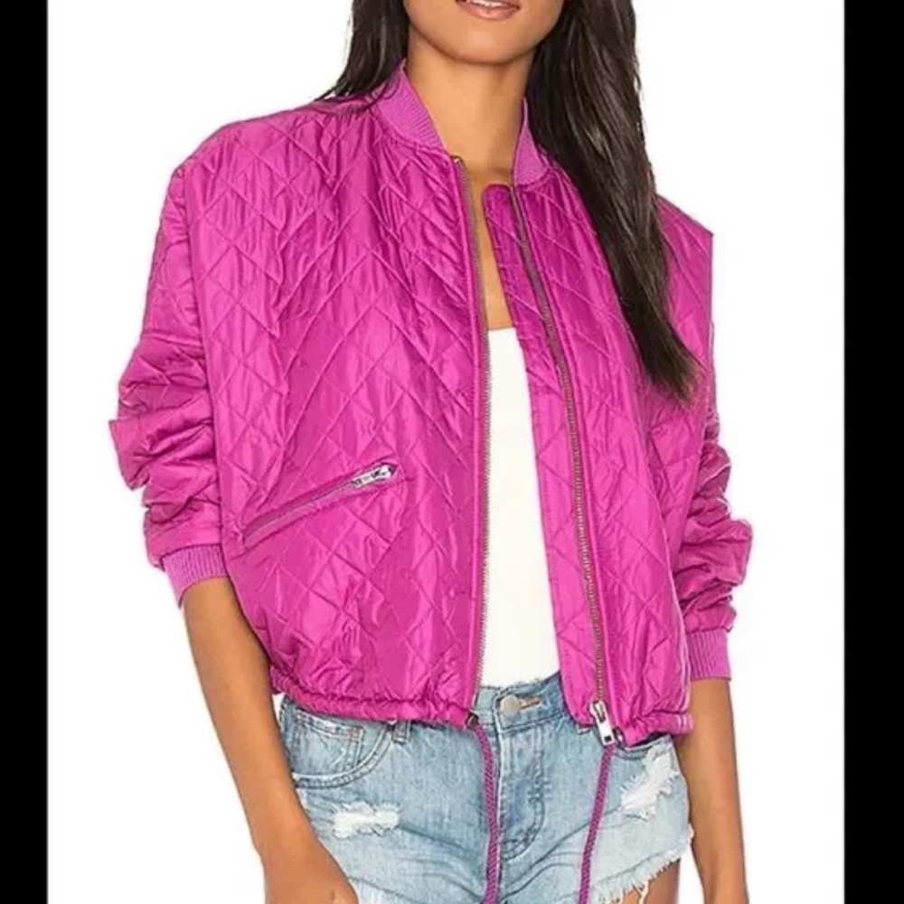 Free people easy Quilted Purple Bomber Jacket - Picture 3 of 3